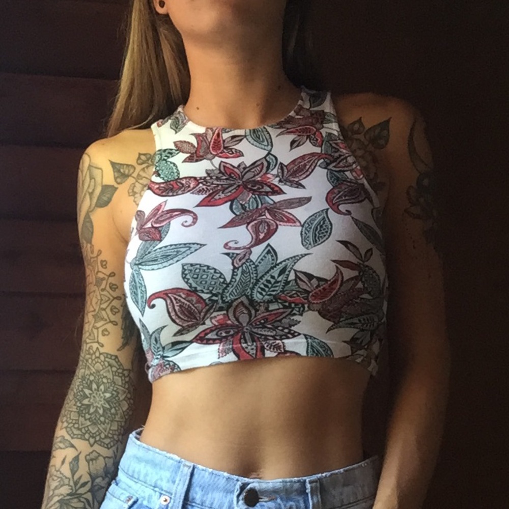 Paisley Fractal Cut Out Crop Top